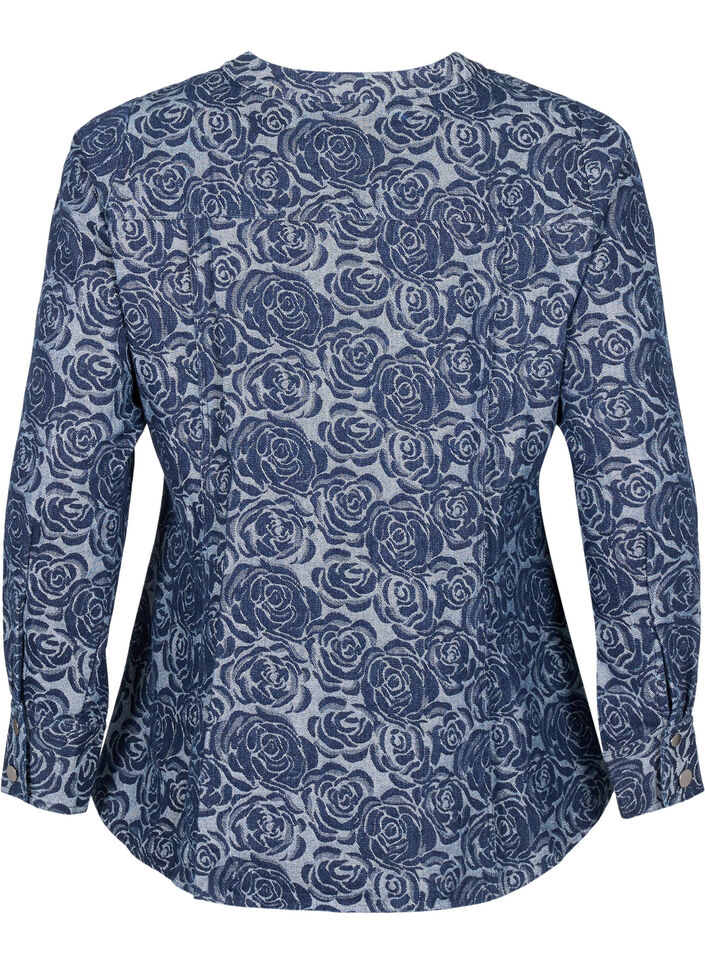 Denim-Shirt mit Rosenmuster, Denim Rose AOP, Packshot image number 1