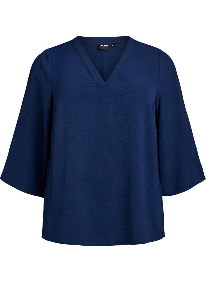  Bluse mit 3/4-&Auml;rmeln, Blau, Packshot image number 0