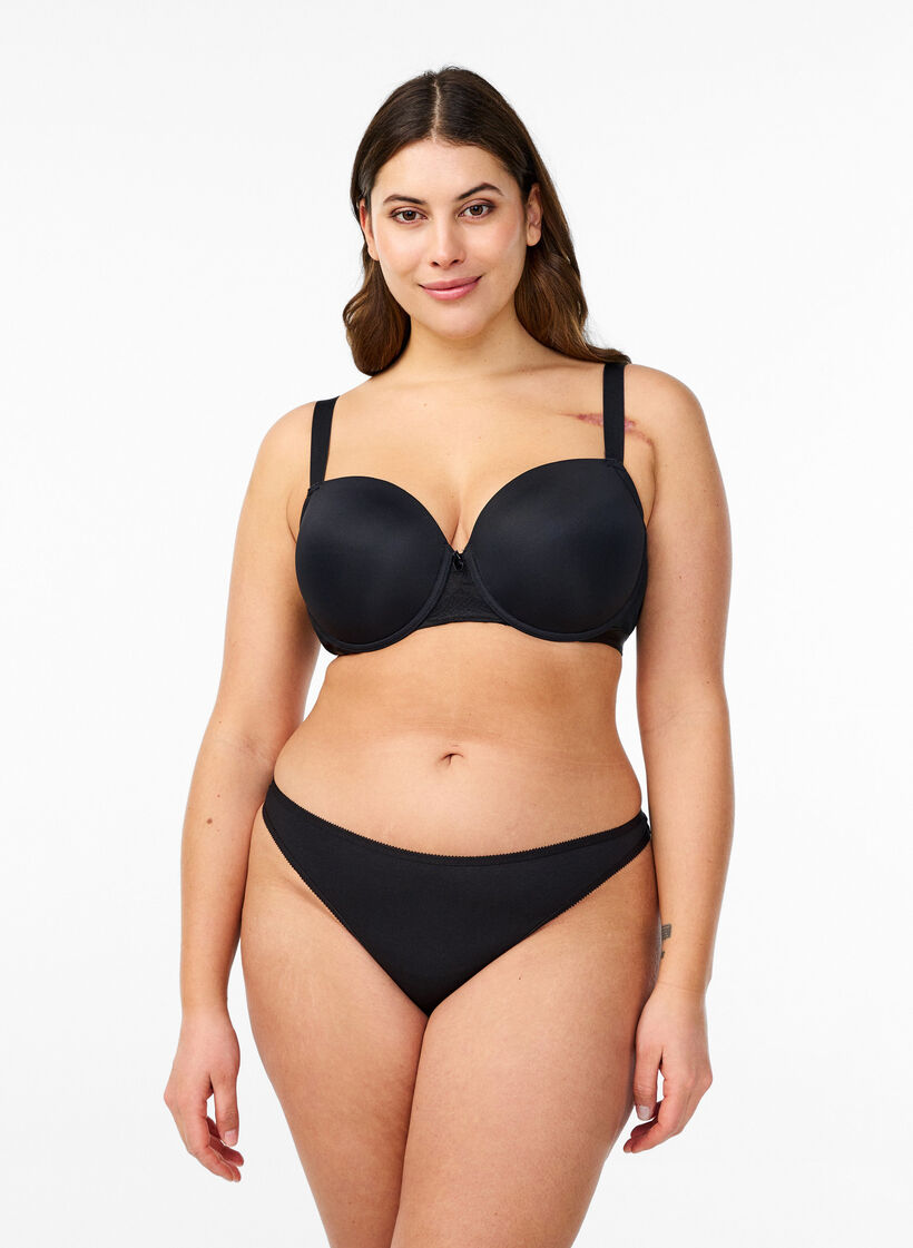 7er-Pack Tangas aus Baumwolle mit niedriger Taille, Schwarz, Model image number 0