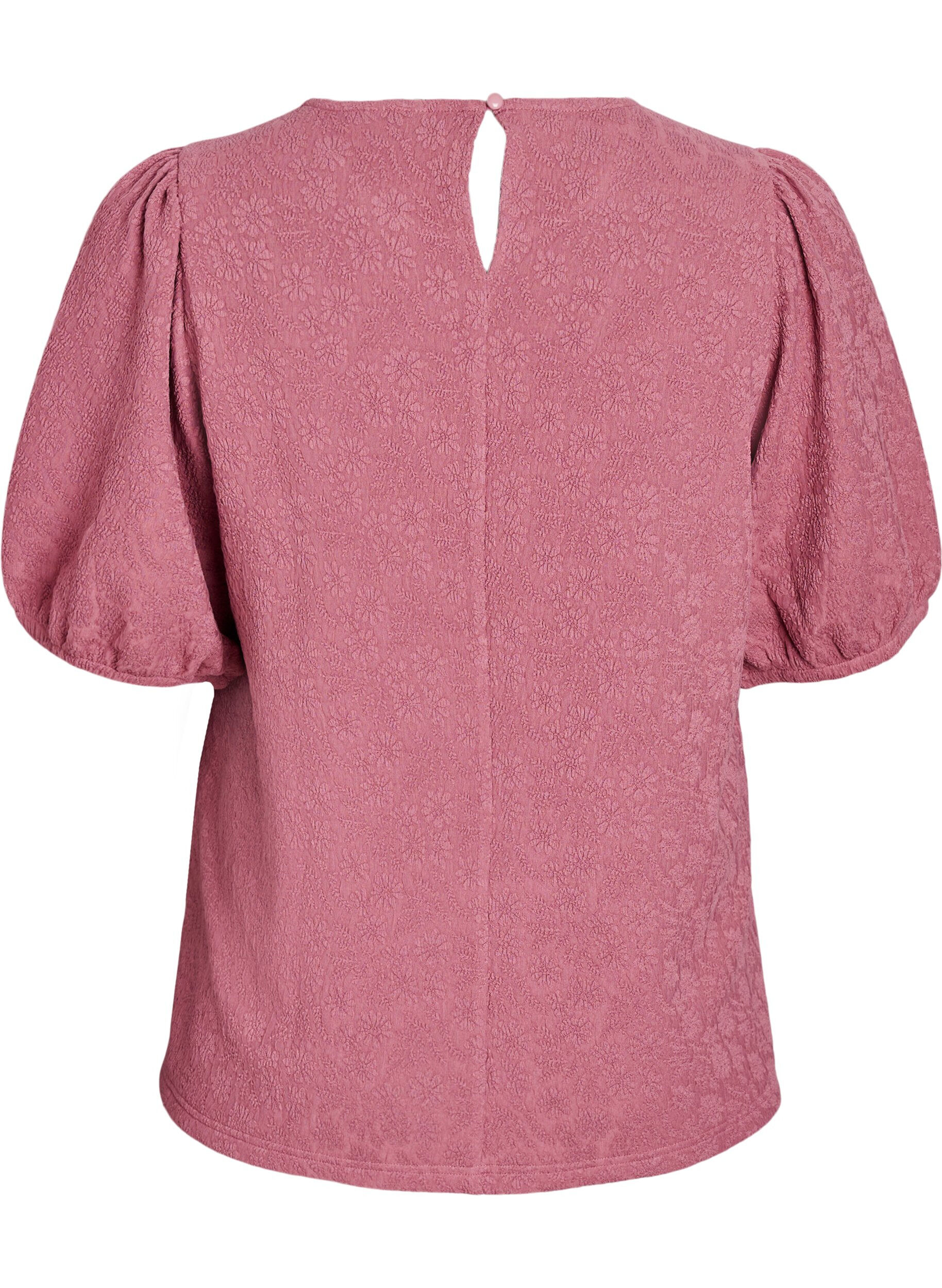 Zizzi Strukturierte Bluse mit kurzen &Auml;rmeln, Rot, Packshot image number 1
