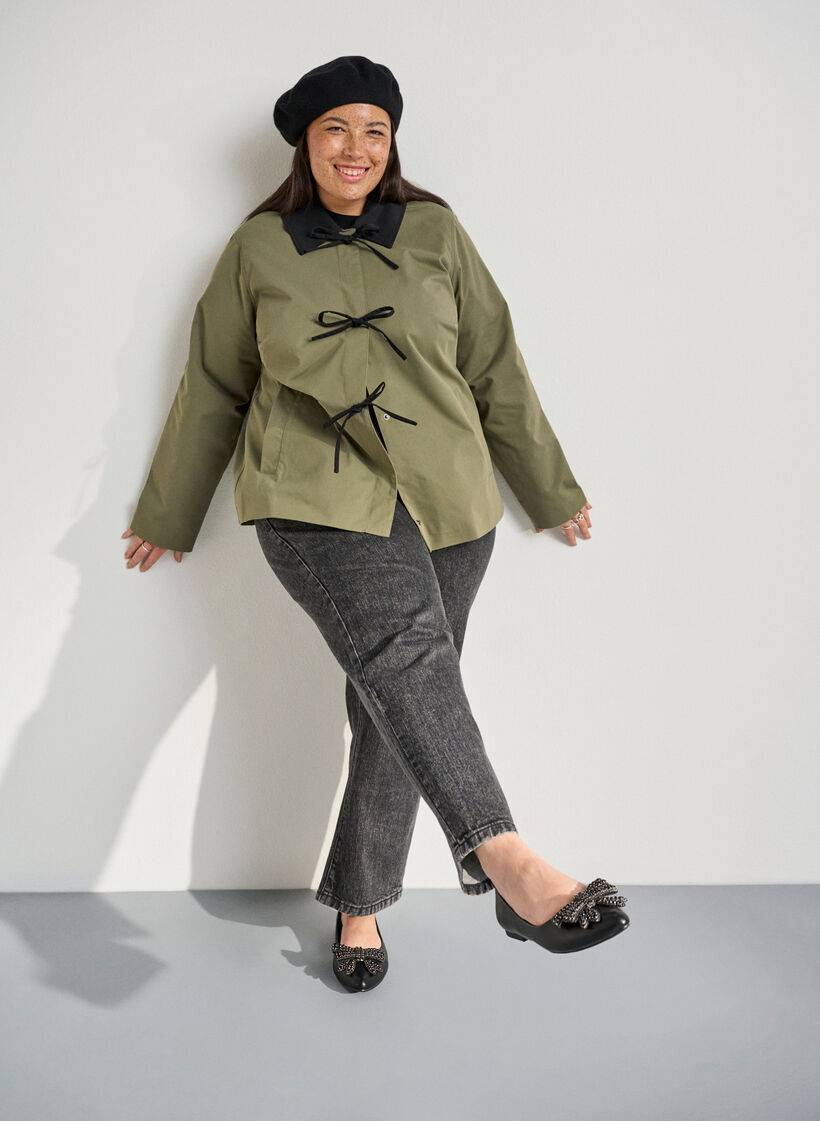 Extra-Weite - Ballerina mit Schleife und Strasssteinen, Schwarz, Image image number 0