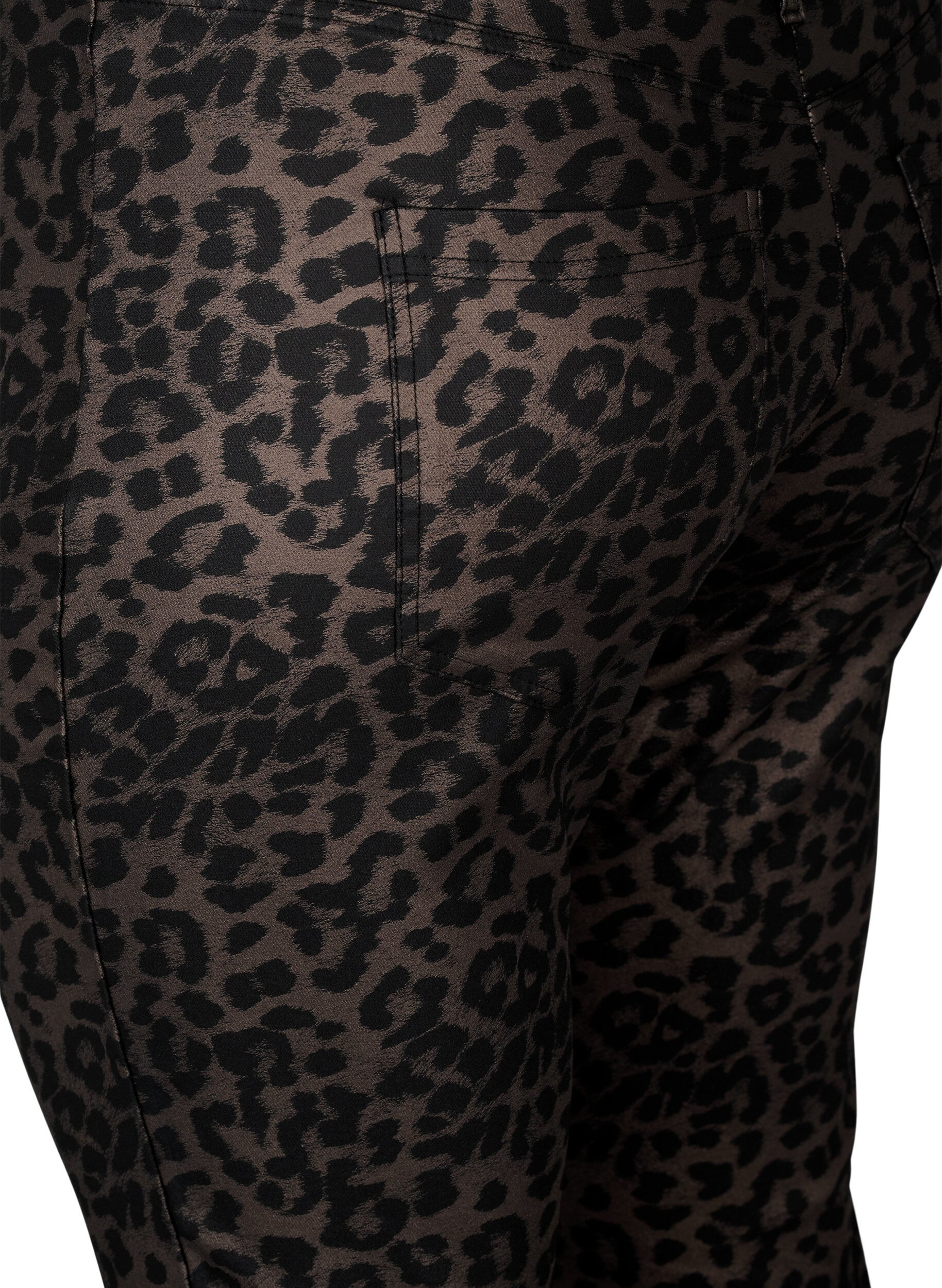 Zizzi Beschichtete Leggings mit Leopardenmuster und verk&uuml;rzter L&auml;nge, Braun, Packshot image number 3