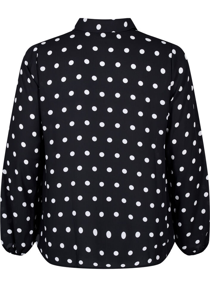 Chemise à pois à jabots, Black W. White Dot, Packshot image number 1