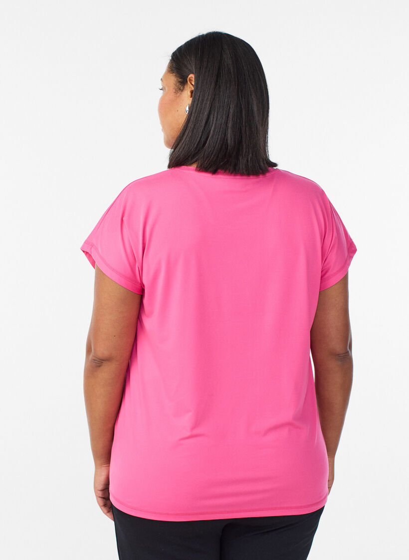 T-shirt de sport couleur unie, Rose, Model image number 2