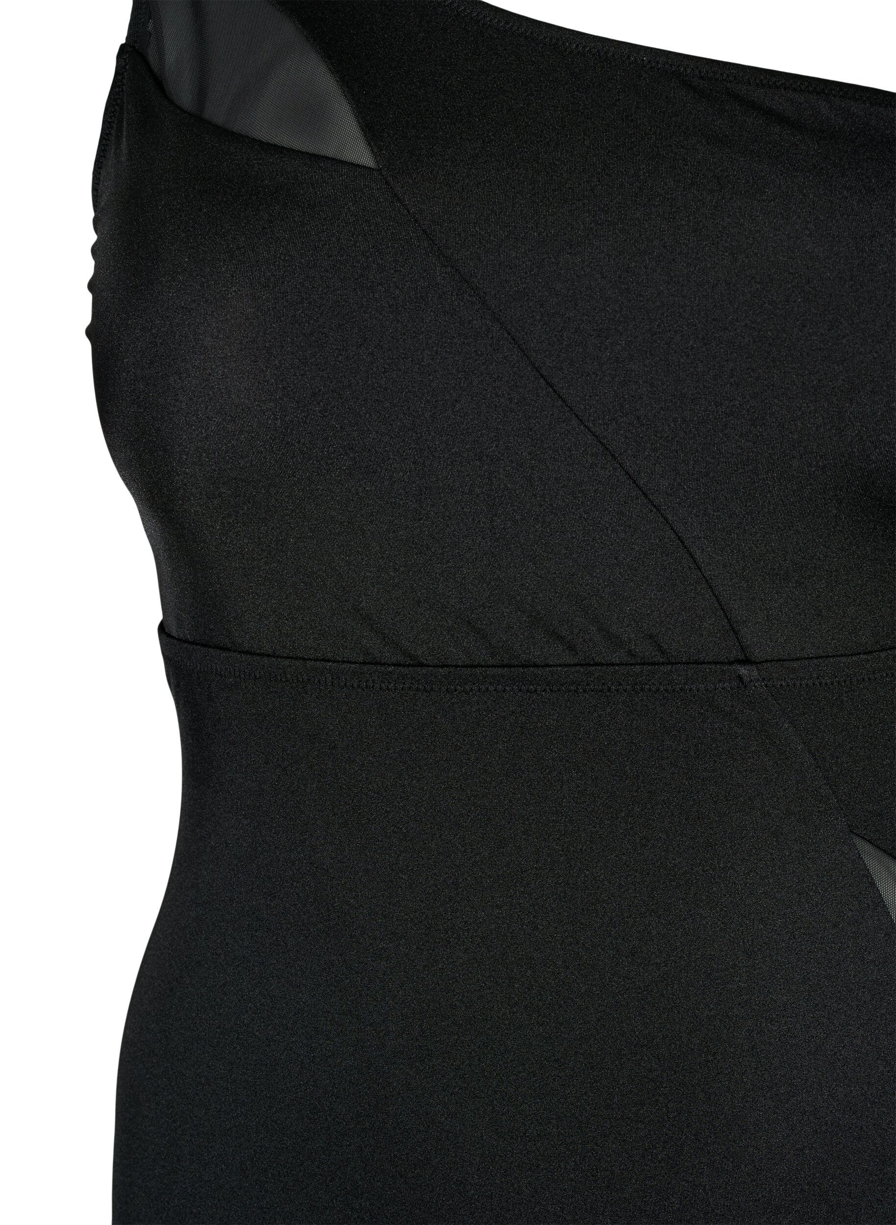 Zizzi One-Shoulder-Badeanzug mit Mesh-Details, Black, Packshot image number 2