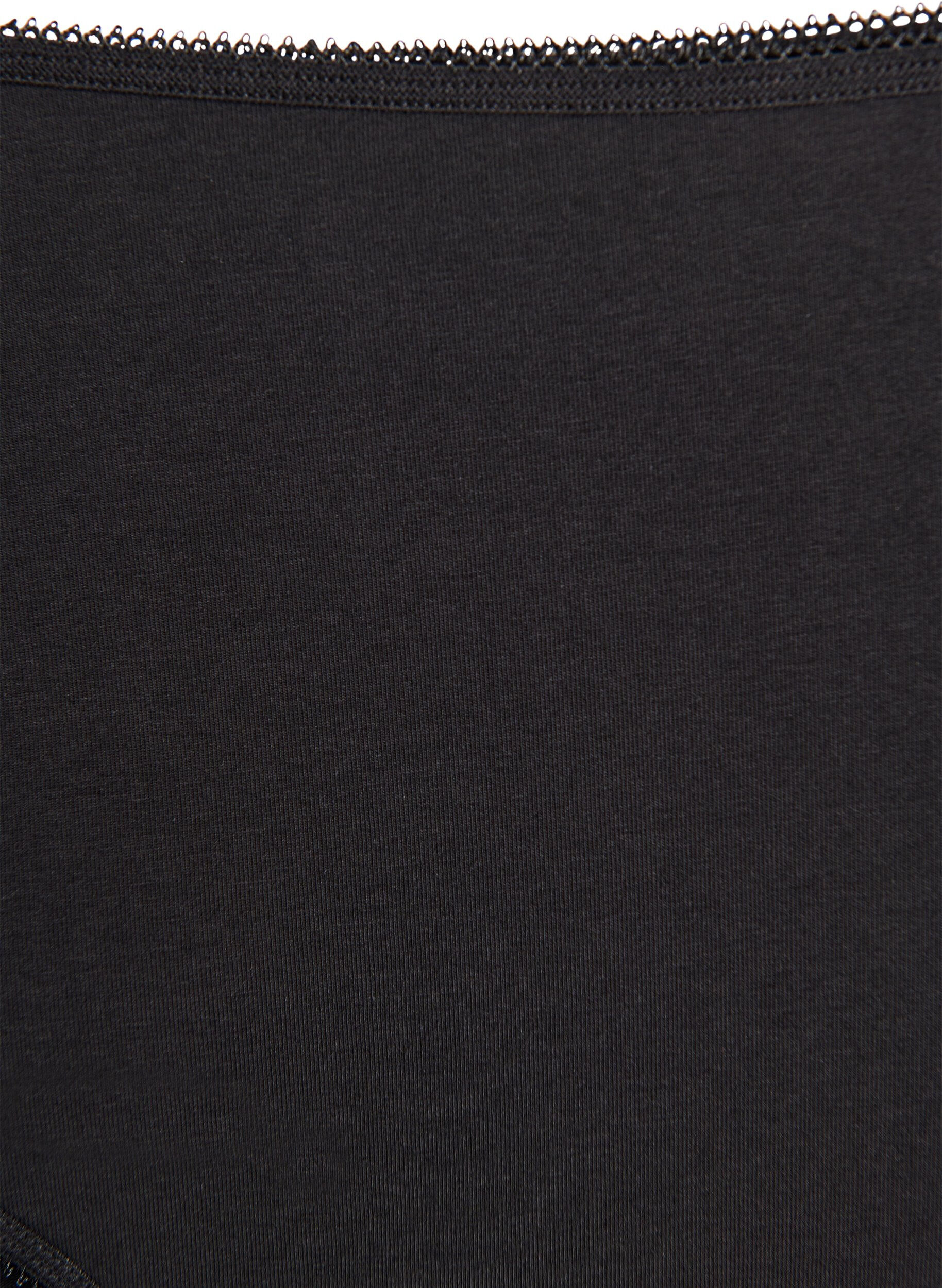 Zizzi Slip 3-pack en coton avec taille r&eacute;guli&egrave;re, Noir, Packshot image number 3