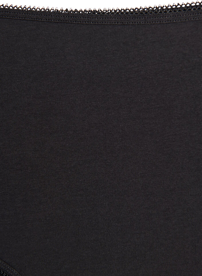 Slip 3-pack en coton avec taille r&eacute;guli&egrave;re, Noir, Packshot image number 3