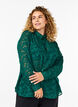 Jacquard-Bluse mit Knöpfen, Rain Forest, Model image number 0