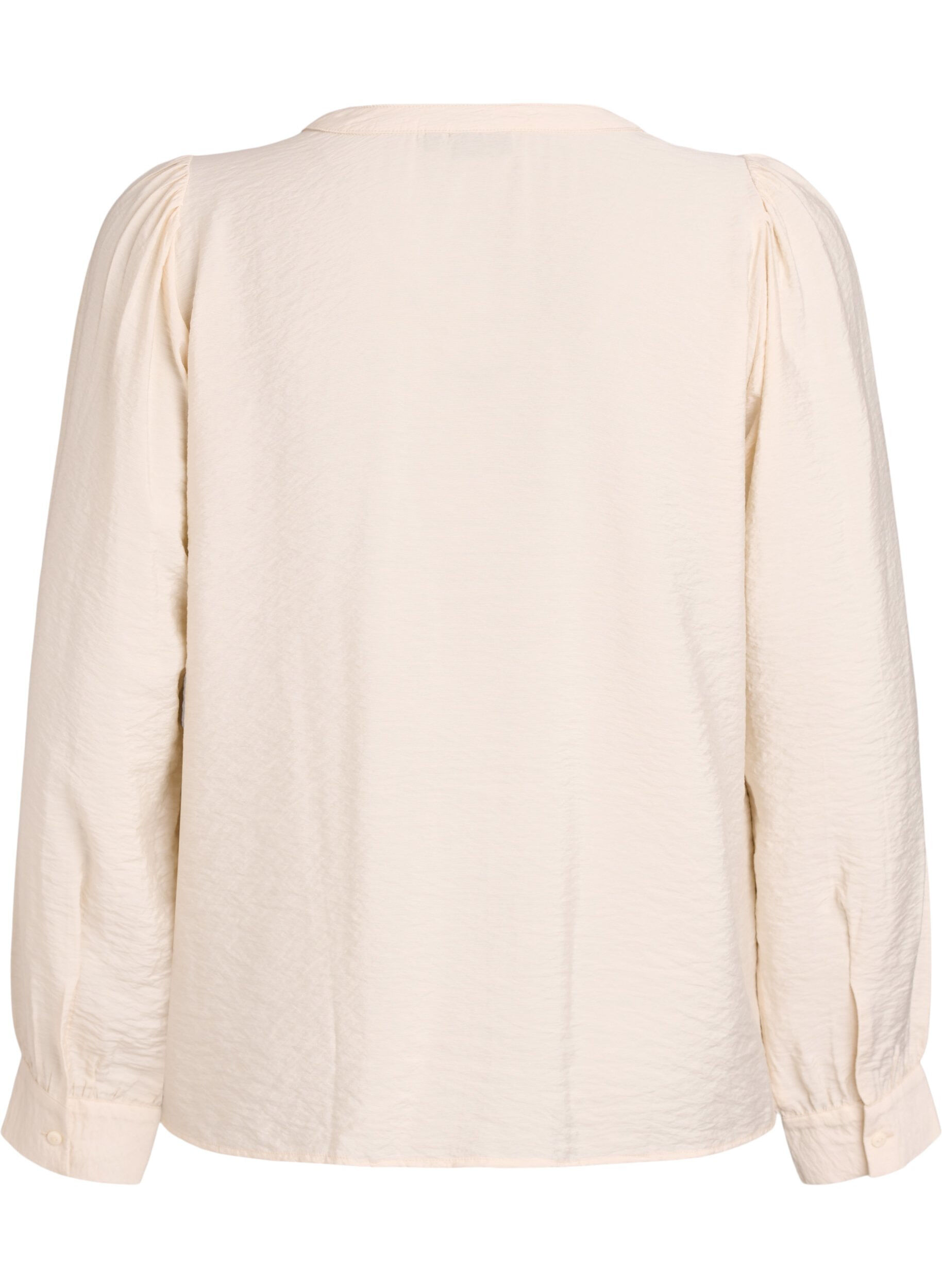 Zizzi Bluse mit V-Ausschnitt und bestickten B&auml;ndern, Beige, Packshot image number 1