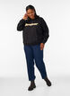 Sweatshirt mit Boucl&eacute;-Textmotiv, Schwarz, Model image number 1
