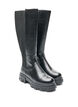 Langer Stiefel mit gerippten Eins&auml;tzen, Schwarz, Packshot image number 1