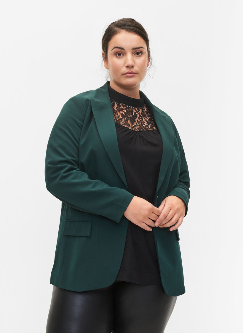 Blazer classique avec poches, Scarab, Model image number 0