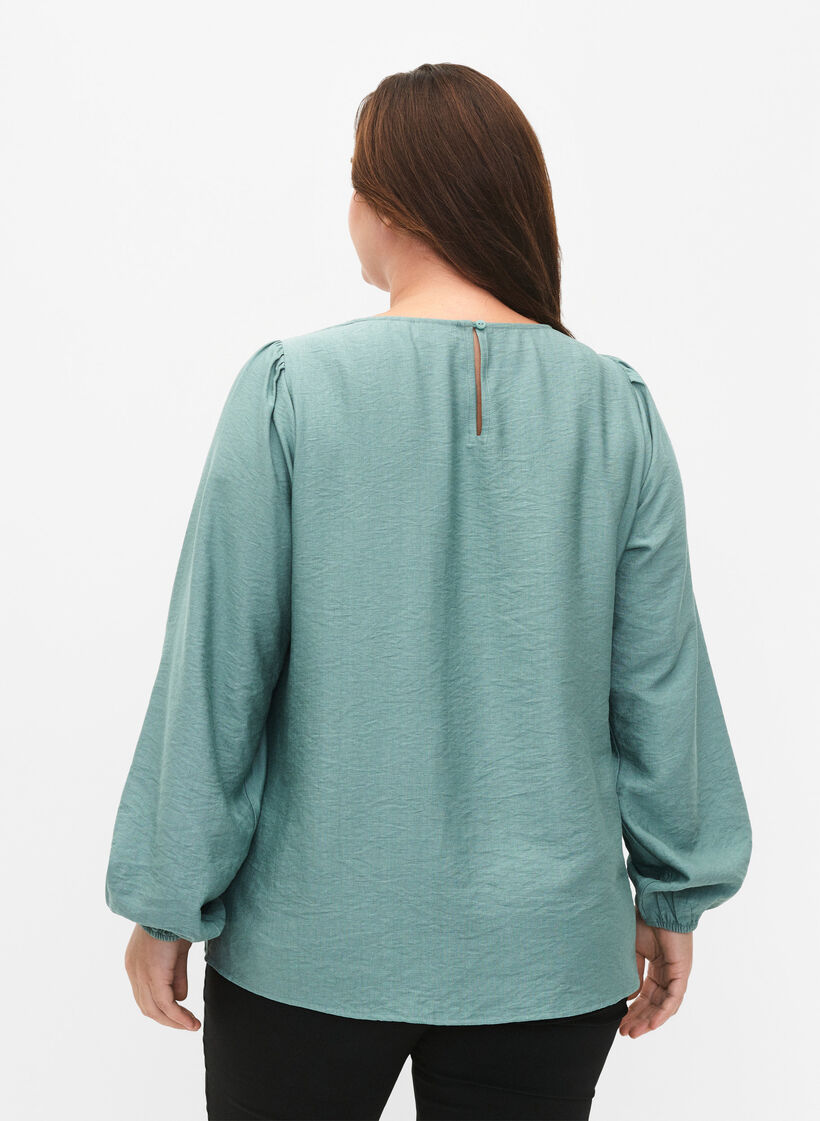 Bluse aus Viskose mit Häkeldetails, Chinois Green, Model image number 1