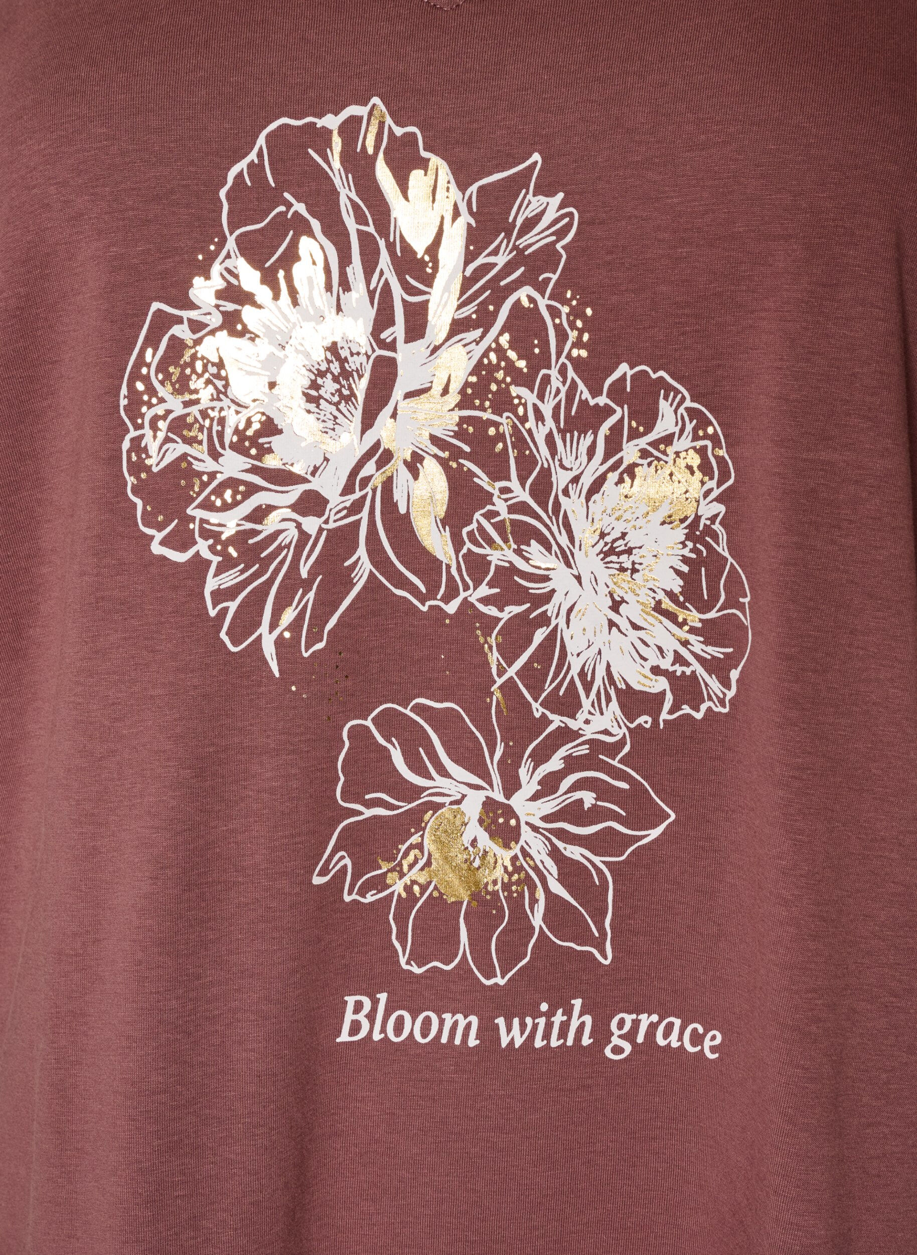 ZizziT-Shirt aus Baumwolle mit Frontprint und V-Ausschnitt, Rot, Packshot image number 2