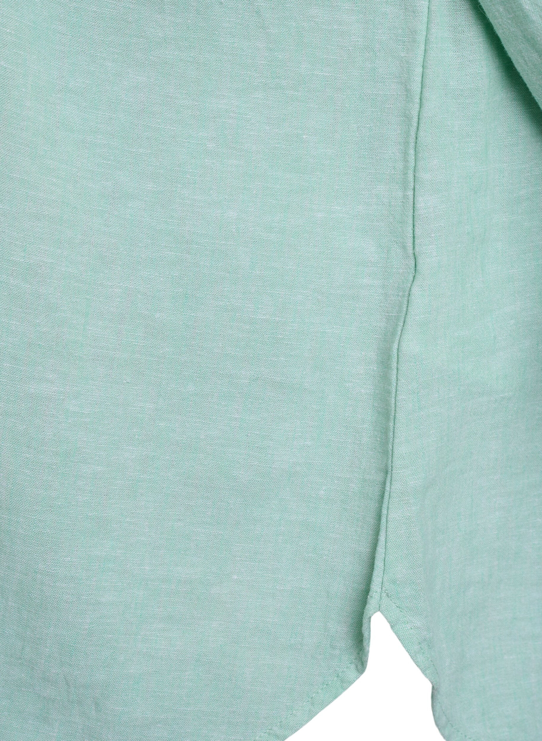 ZizziChemise en lin et viscose avec manches 3/4, Vert clair, Packshot image number 3