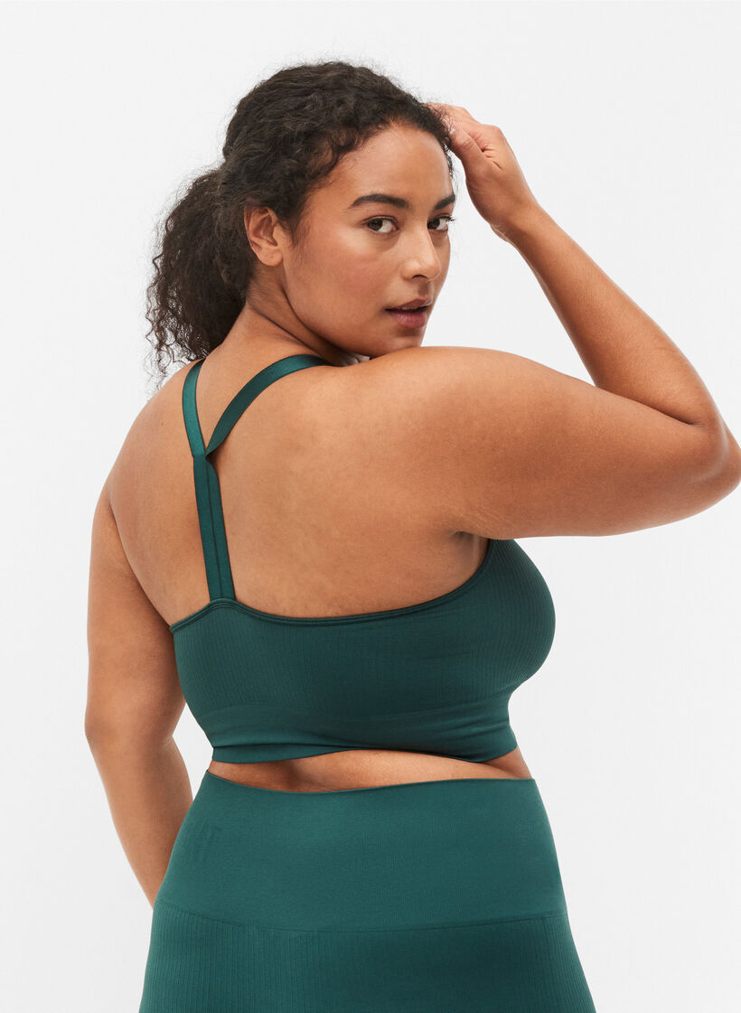 Seamless Sport-BH in Ripp-Qualität, Pine Grove, Model image number 1