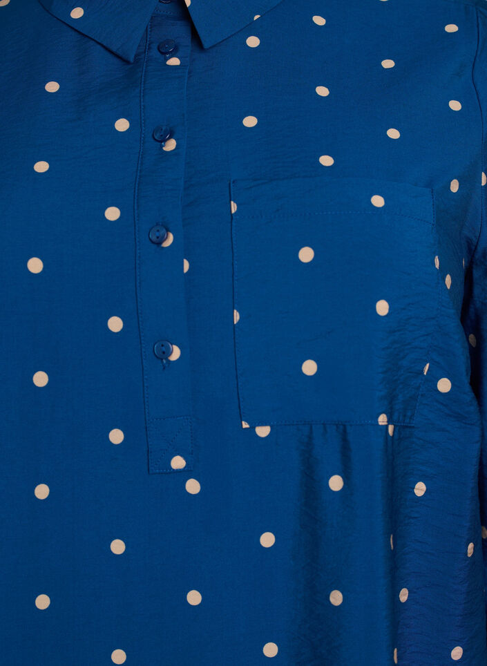 Robe courte avec col et poche poitrine, Bleu, Packshot image number 2