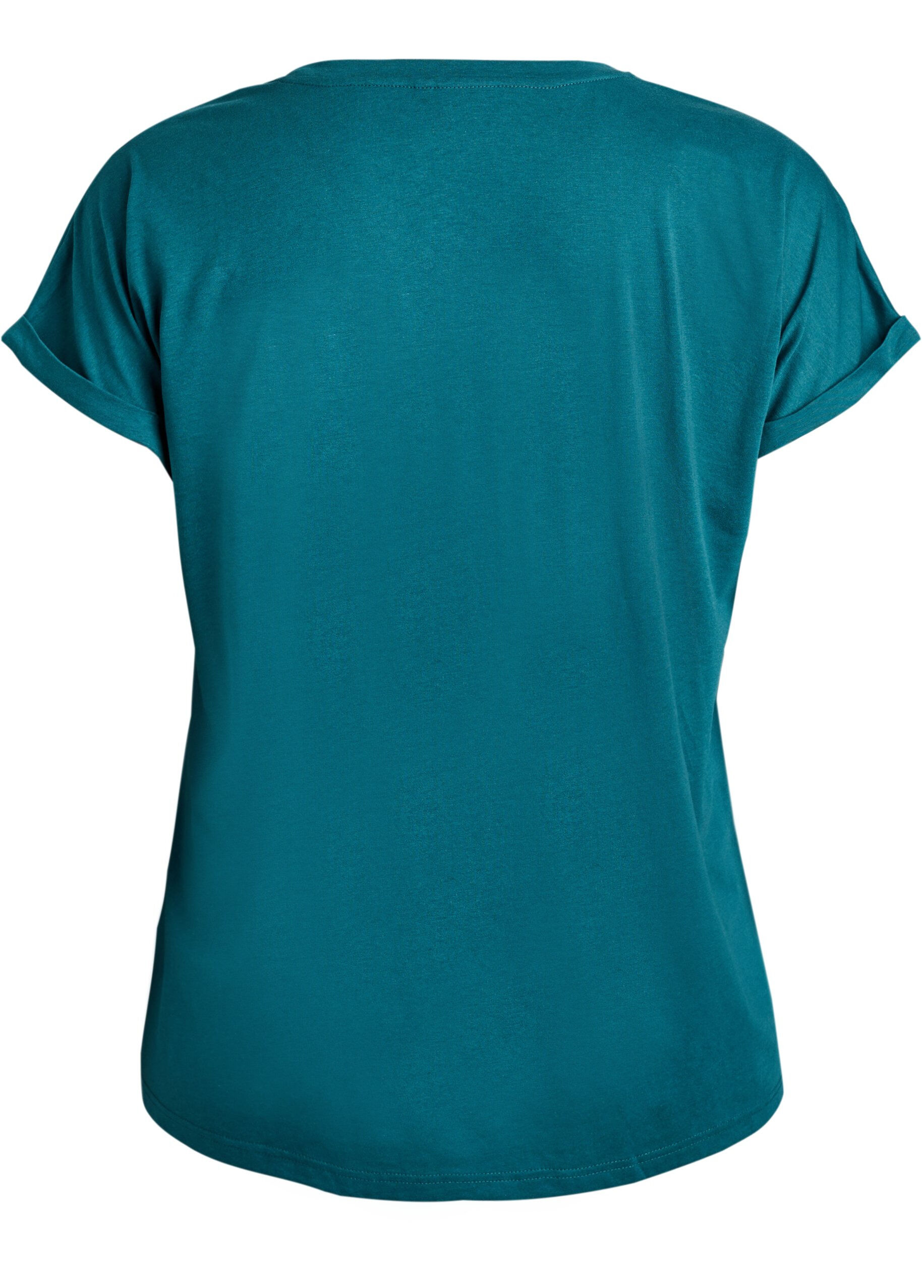 ZizziKurz&auml;rmeliges T-Shirt aus Baumwollmischgewebe, Gr&uuml;n, Packshot image number 1