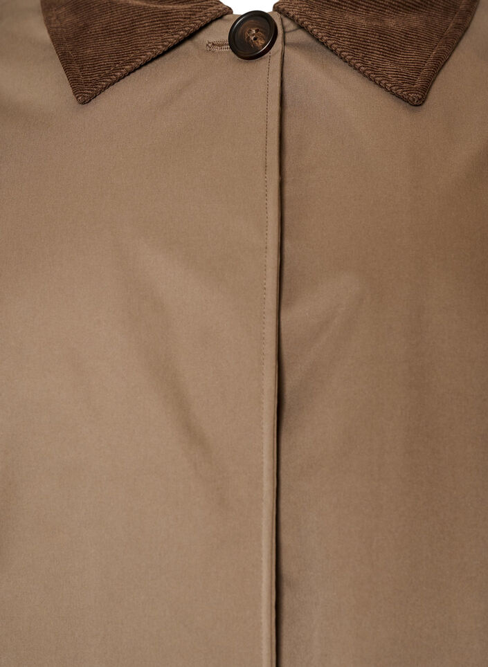 Veste l&eacute;g&egrave;rement matelass&eacute;e avec col en velours c&ocirc;tel&eacute;, Marron, Packshot image number 2