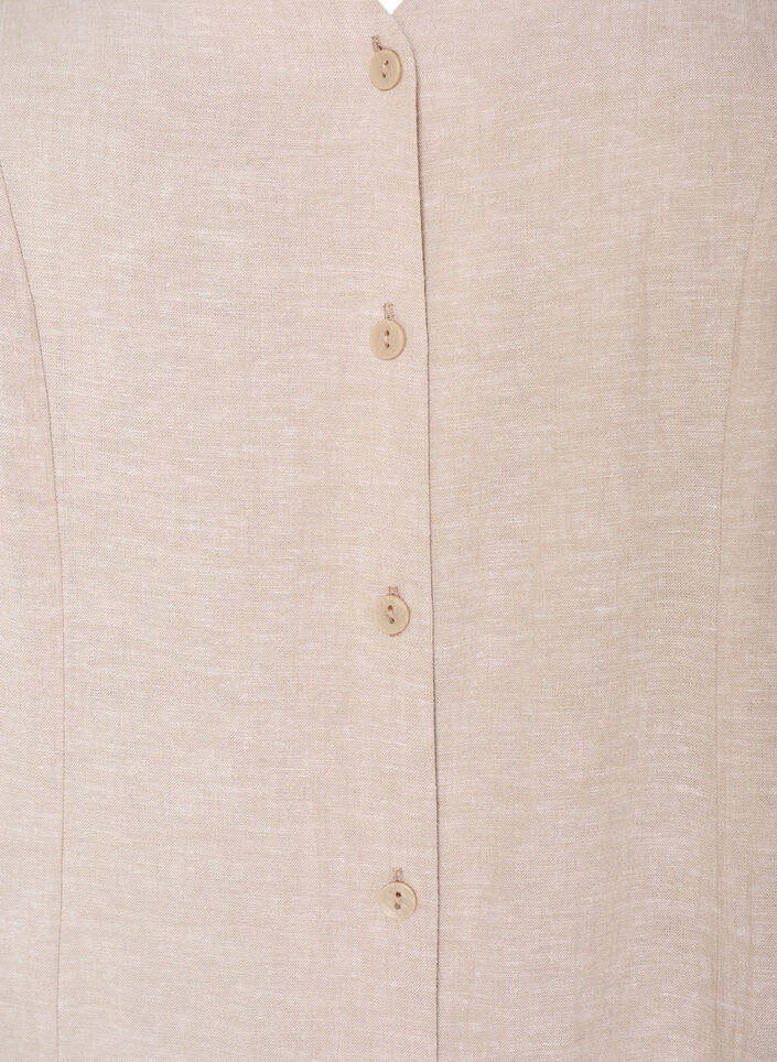 Robe midi en lin et viscose avec manches &agrave; volants, Beige, Packshot image number 2
