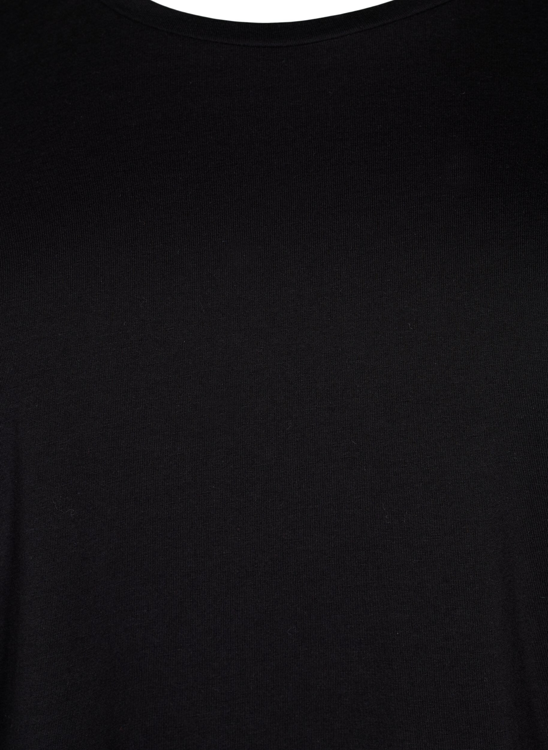 Zizzi T-Shirt aus Baumwolle mit 2/4-&Auml;rmeln, Black, Packshot image number 2