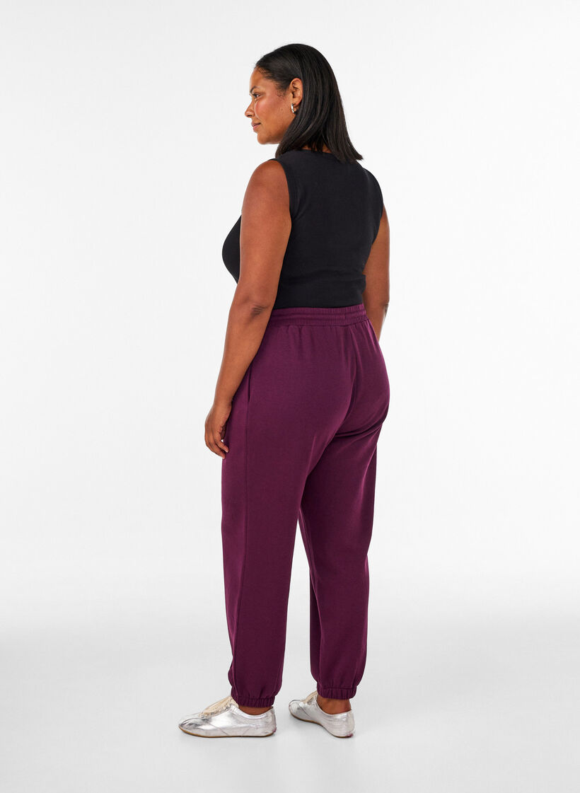 Pantalon de jogging taille haute avec cordon de serrage, Violet, Model image number 1