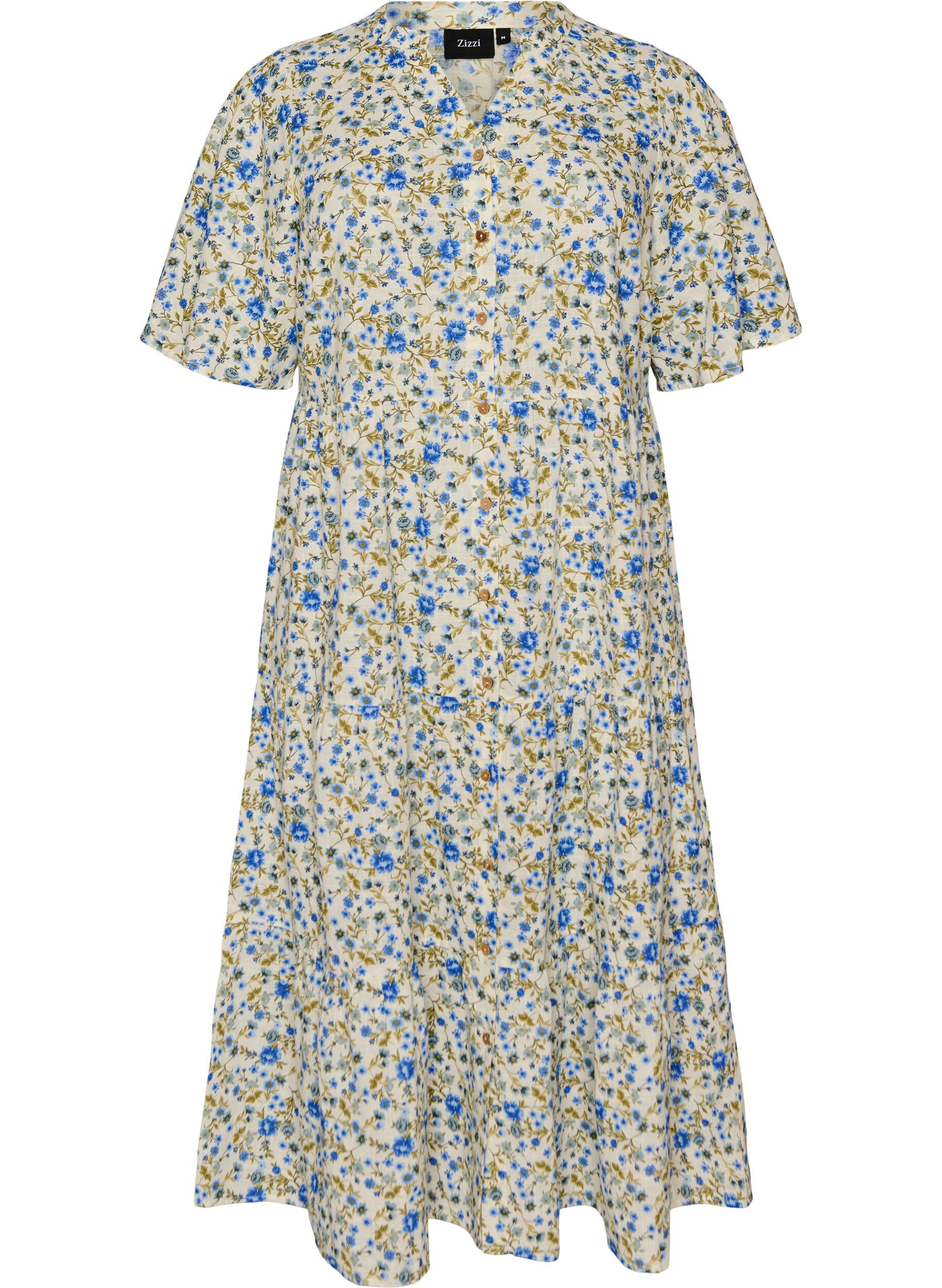Robe midi en coton avec imprim&eacute; floral