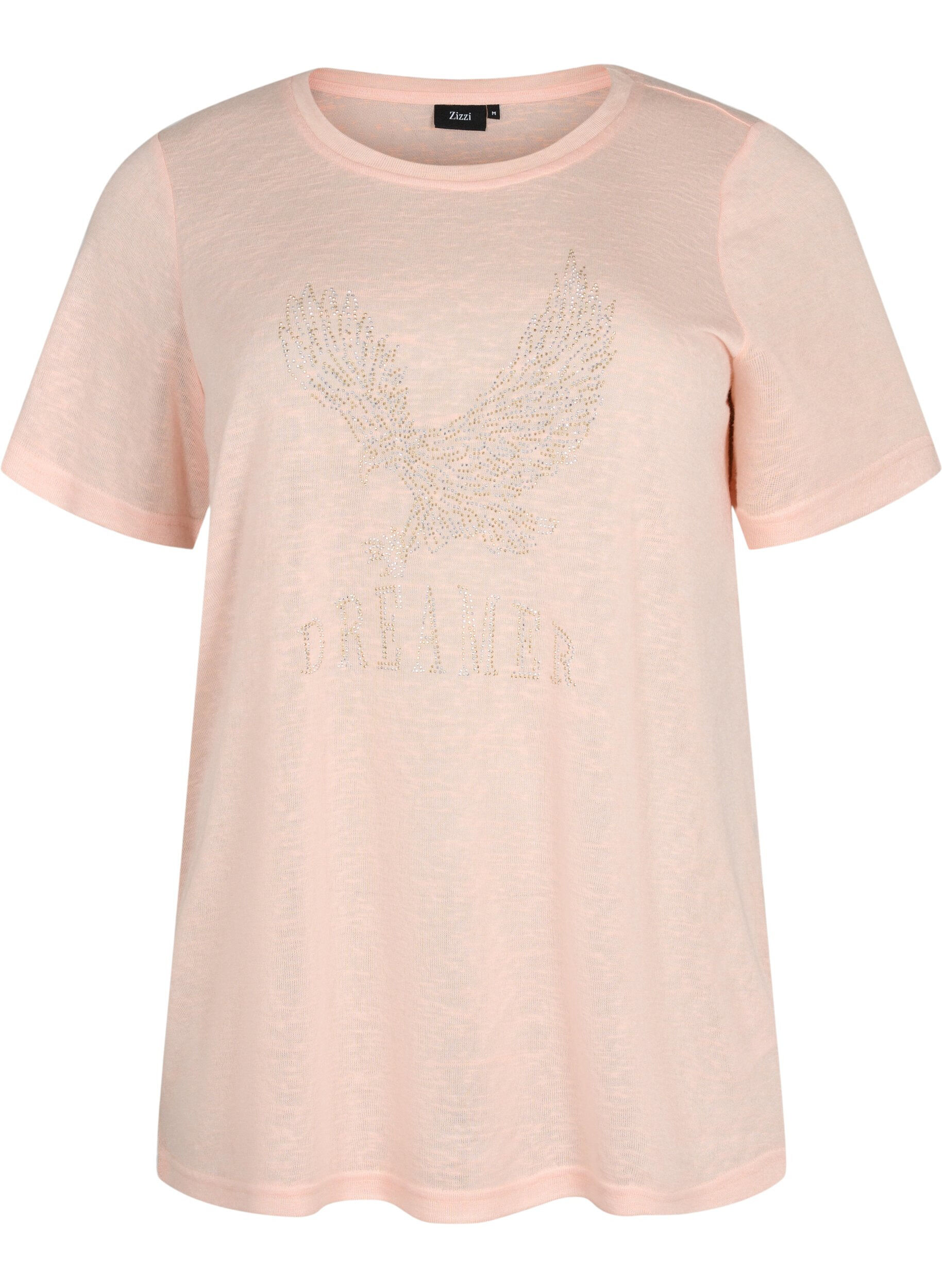 Zizzi T-shirt avec rivets et col rond, Pale Blush, Packshot image number 0