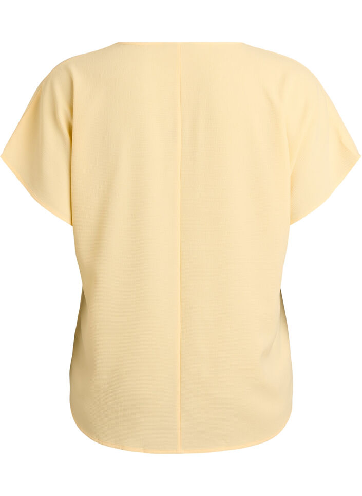 Bluse mit kurzen &Auml;rmeln und Rundhalsausschnitt, Gelb, Packshot image number 1