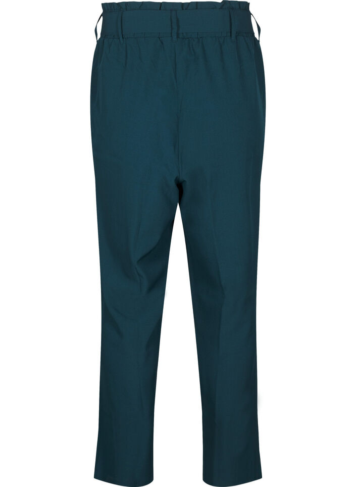 Pantalon taille haute à volants et ceinture à nouer, Sea Moss Melange, Packshot image number 1