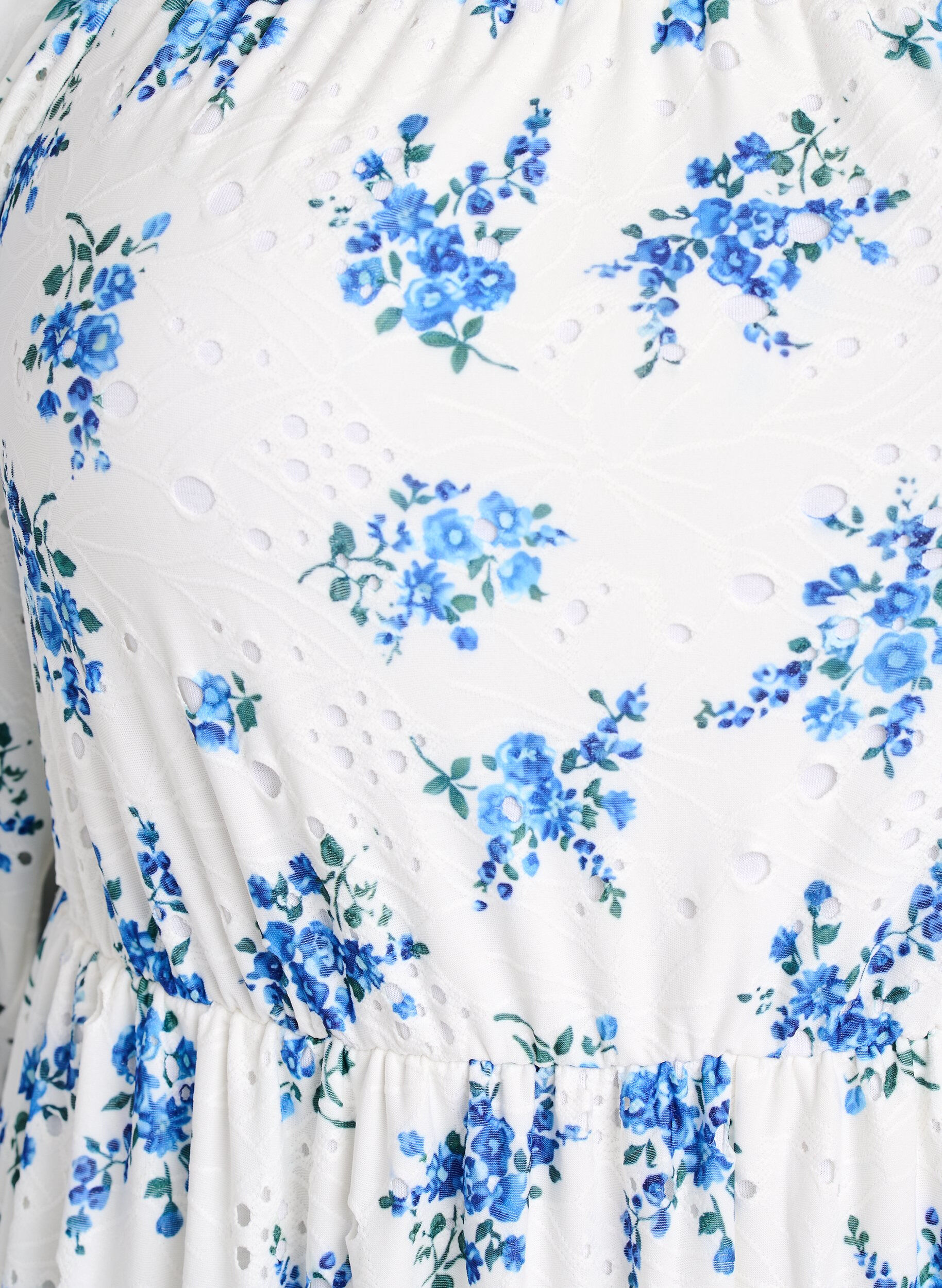 Zizzi Kn&ouml;chellanges Kleid mit Blumenprint und Lochstickerei, Wei&szlig;, Packshot image number 2