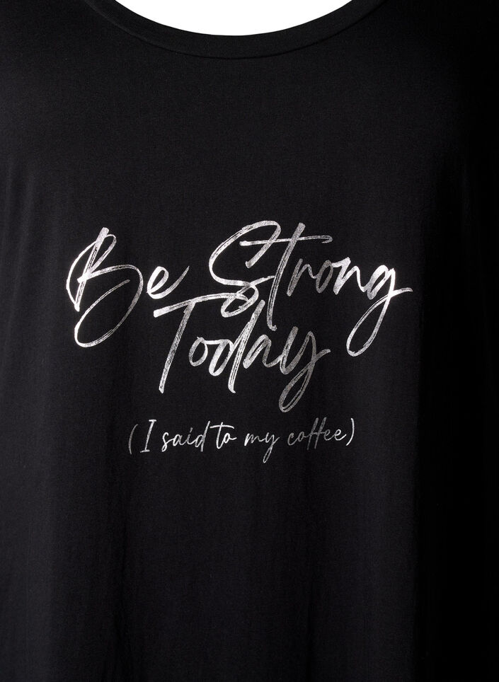 Chemise de nuit &agrave; manches courtes en coton biologique, Noir, Packshot image number 2