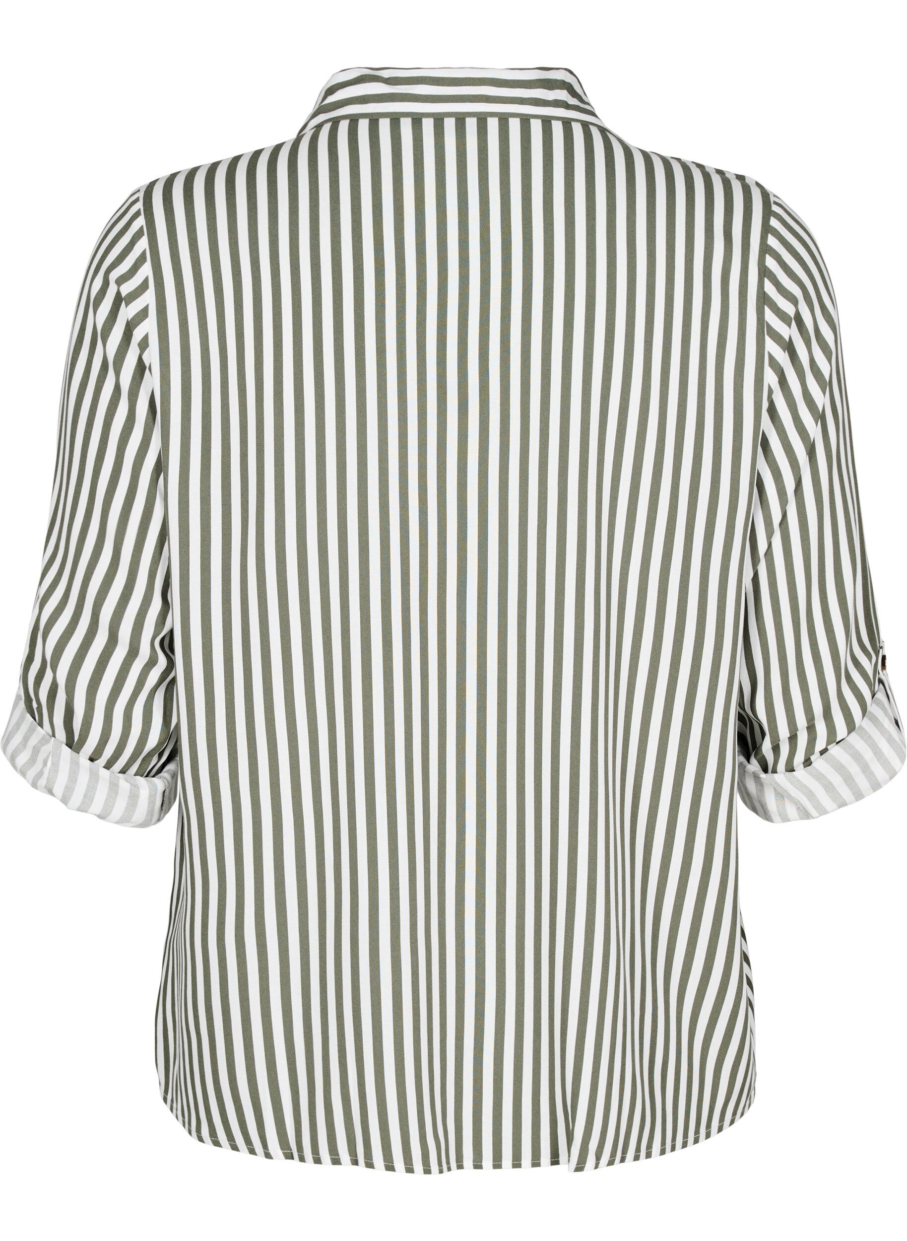 Zizzi FLASH - Chemise ray&eacute;e avec manches retrouss&eacute;es, Vert, Packshot image number 1