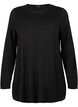 Blouse tricot&eacute;e en m&eacute;lange coton-viscose, Noir, Packshot image number 0