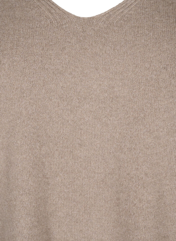  Chemisier en tricot avec col en V, Desert Taupe Melange, Packshot image number 2