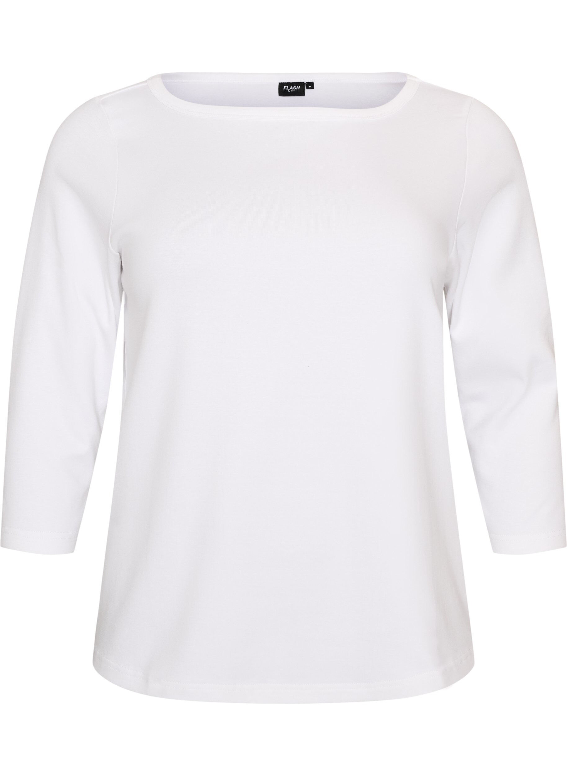 ZizziT-shirt basic &agrave; encolure bateau et manches 3/4, Blanc, Packshot image number 0