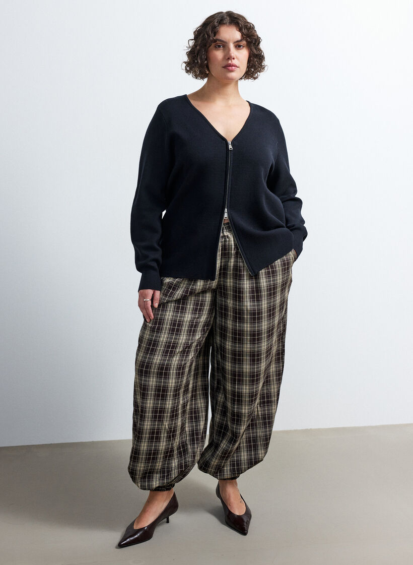 Strickjacke mit 2-Wege-Rei&szlig;verschluss, Schwarz, Model image number 1