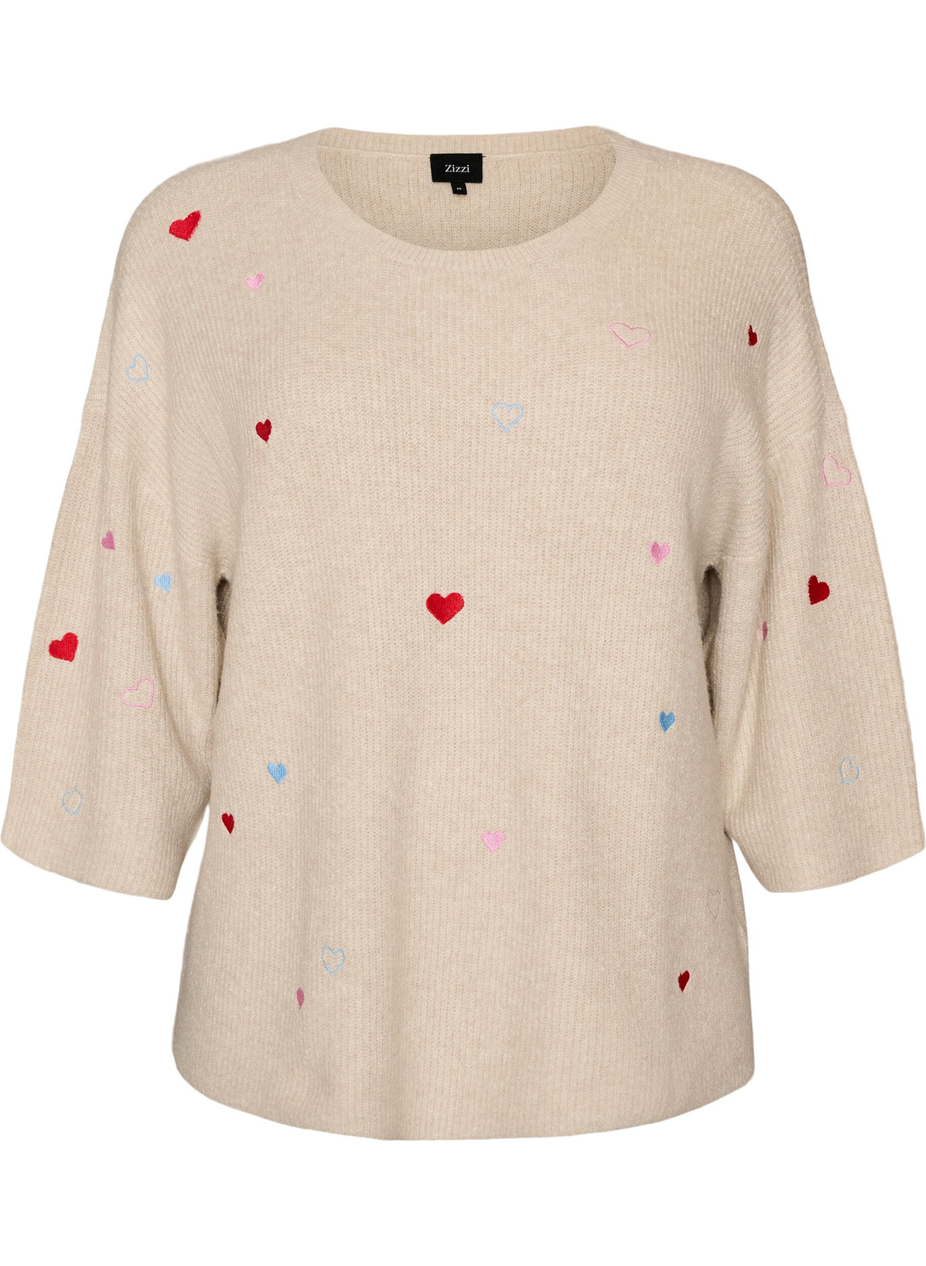 Strickbluse mit Herzen und 3/4-&Auml;rmeln