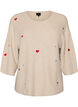 Strickbluse mit Herzen und 3/4-&Auml;rmeln, Beige, Packshot image number 0