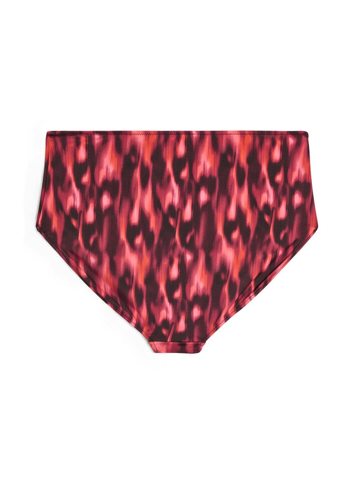 Bikini-Slip mit Print und hoher Taille, Rot, Packshot