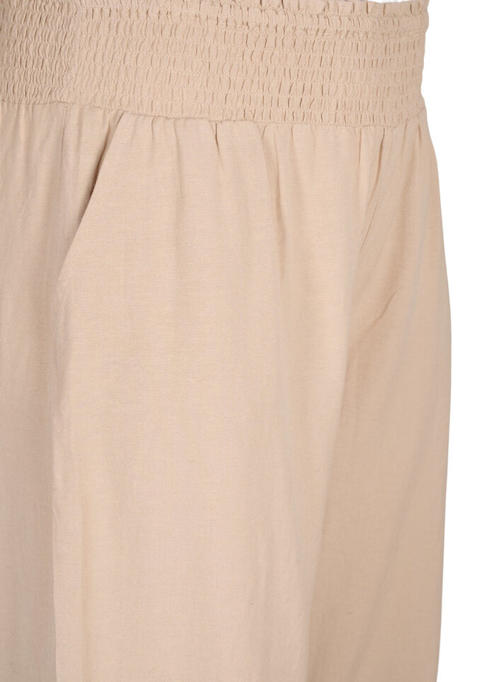 Pantalon smock&eacute; avec lin, Beige, Packshot image number 2
