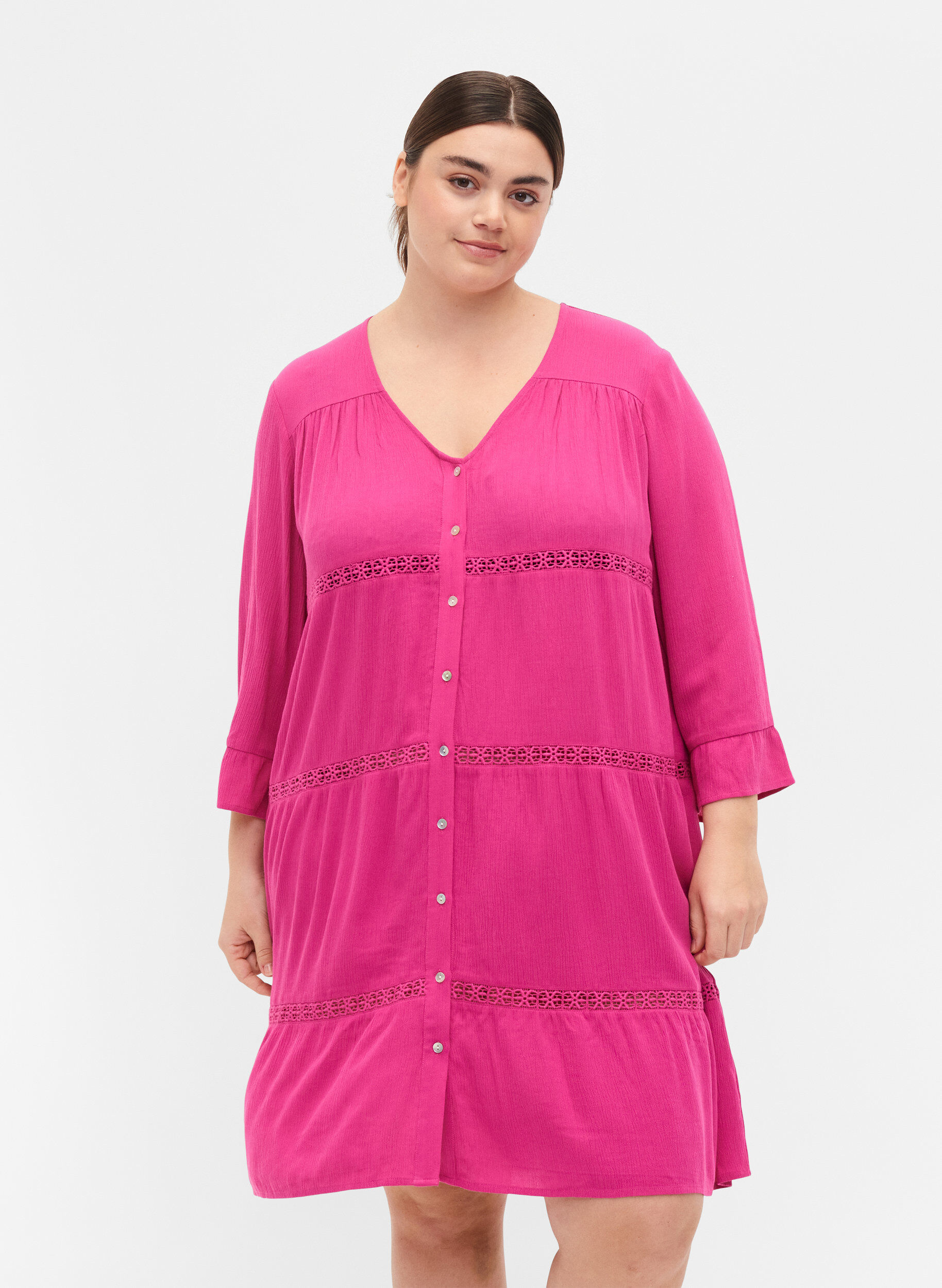 Zizzi Robe de plage en viscose, Raspberry Rose, Model image number 0