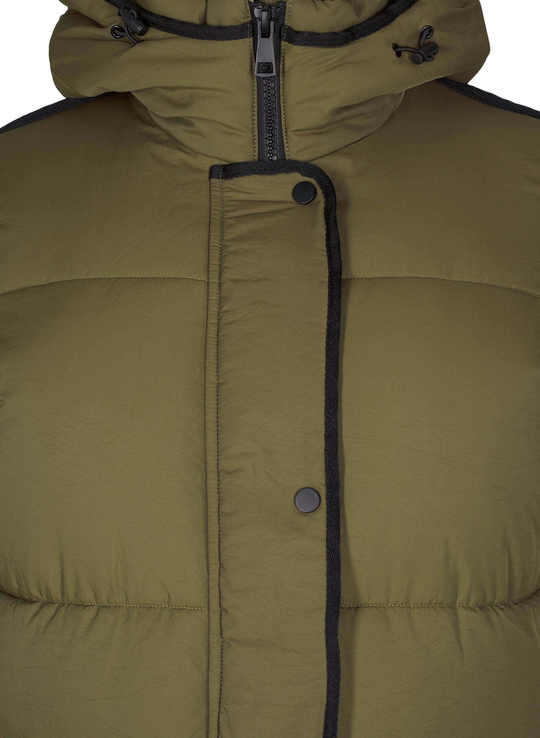 Zizzi Steppjacke mit Kapuze und Kontrastdetails, Gr&uuml;n, Packshot image number 2
