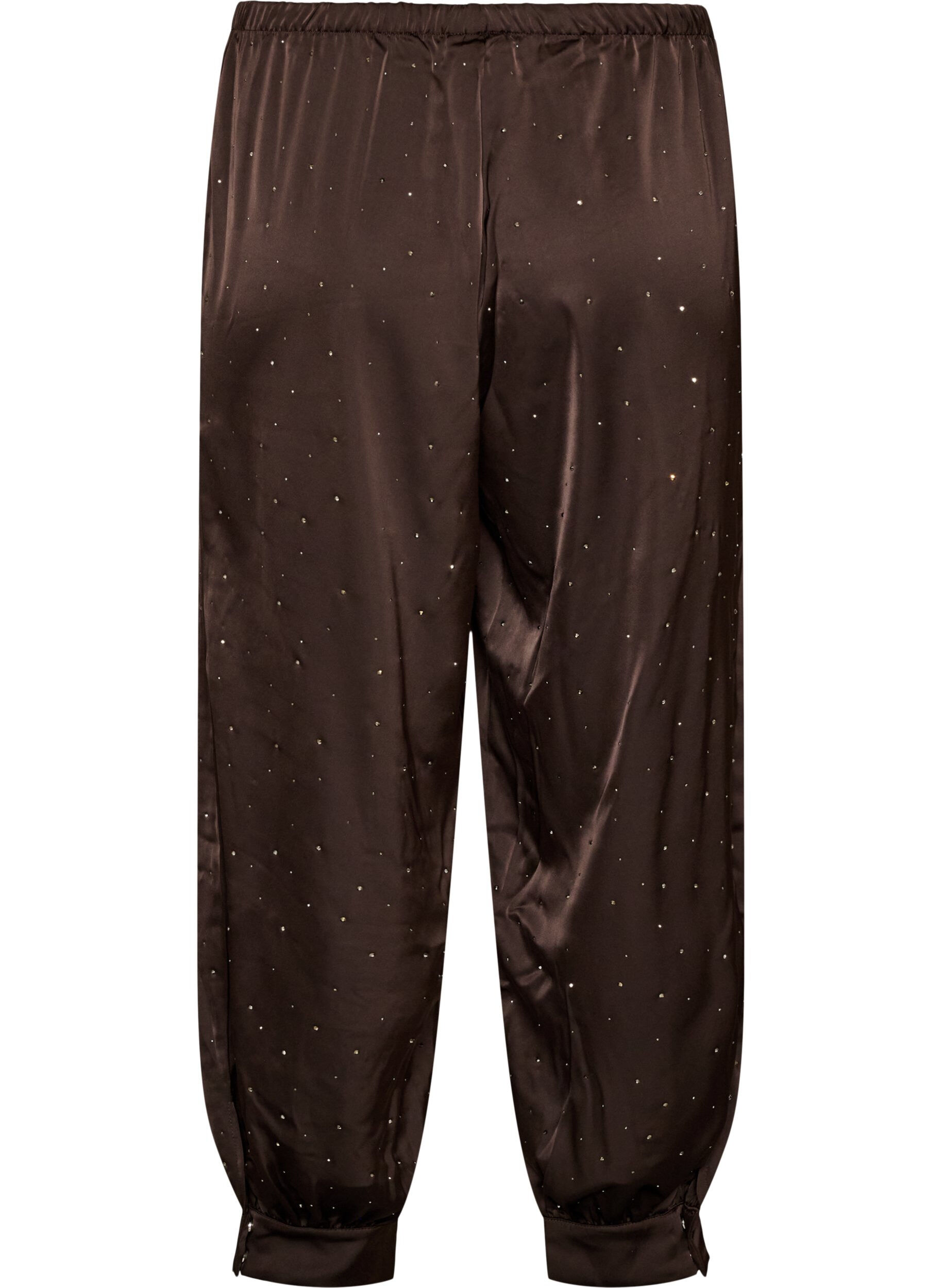 ZizziPantalon ballon en satin avec strass, Marron, Packshot image number 1