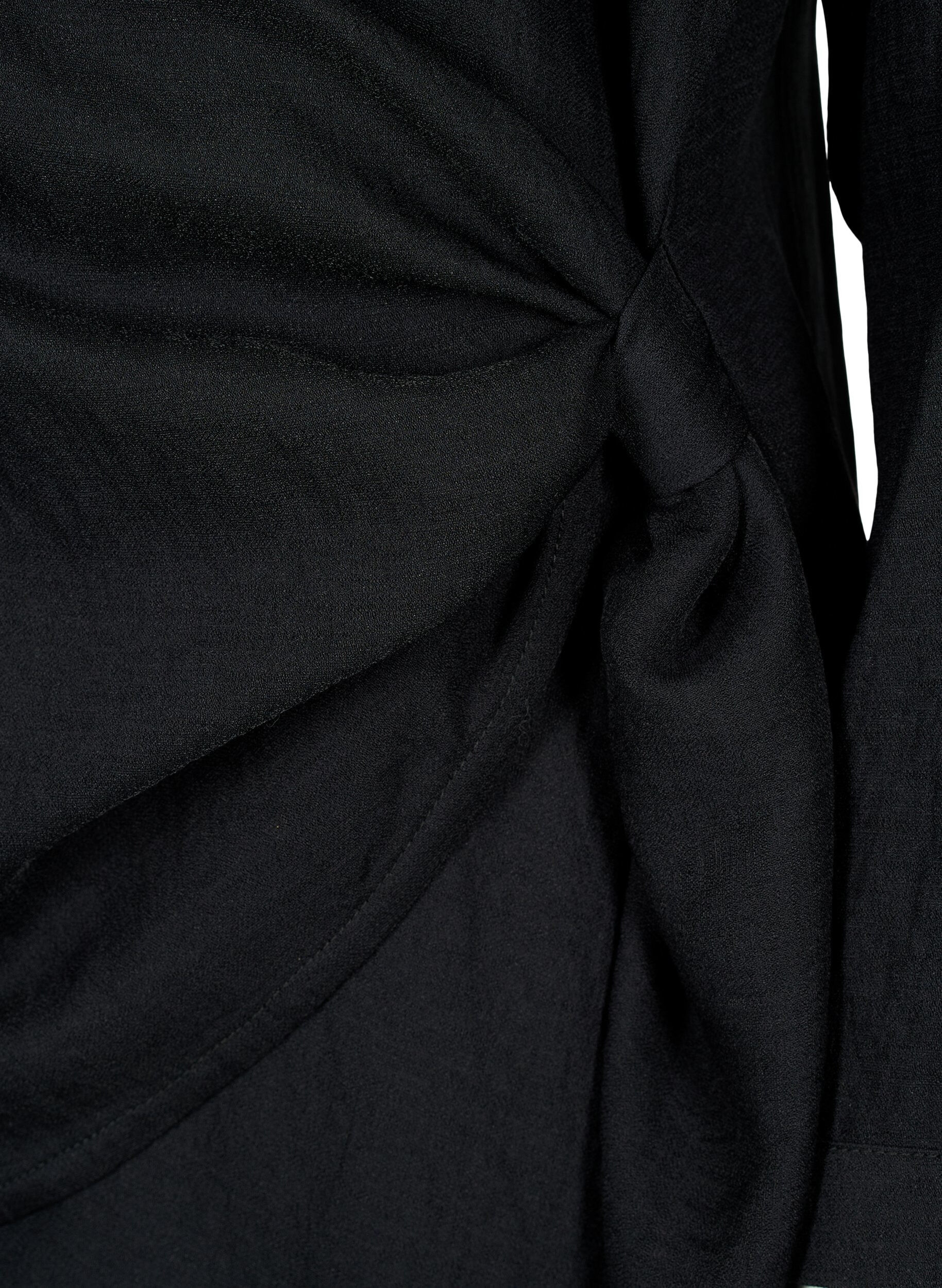 Zizzi Blouse &agrave; manches longues en viscose avec un aspect enveloppant, Black, Packshot image number 3