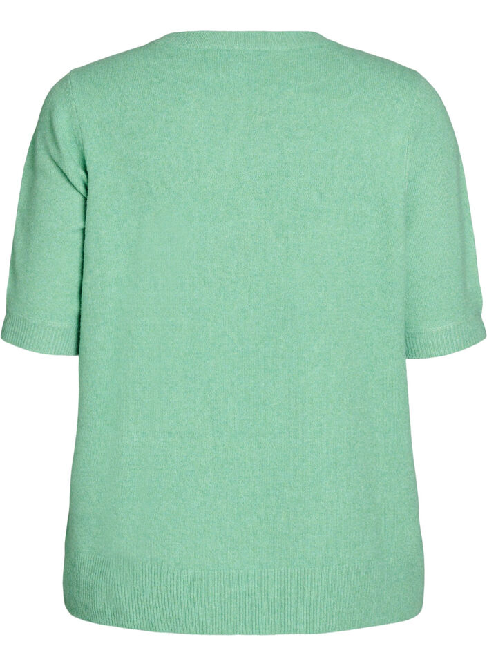 Bluse aus Strick mit kurzen &Auml;rmeln, Gr&uuml;n, Packshot image number 1