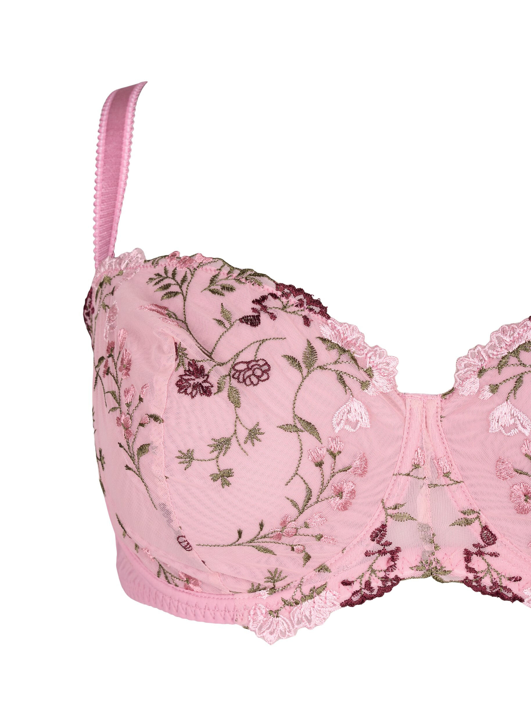 Zizzi Soutien-gorge balconnet avec des fleurs brod&eacute;es, Rose, Packshot image number 2