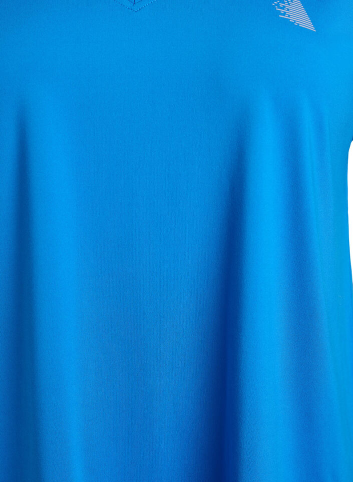 T-shirt ample de sport &agrave; col en V, Bleu, Packshot image number 2