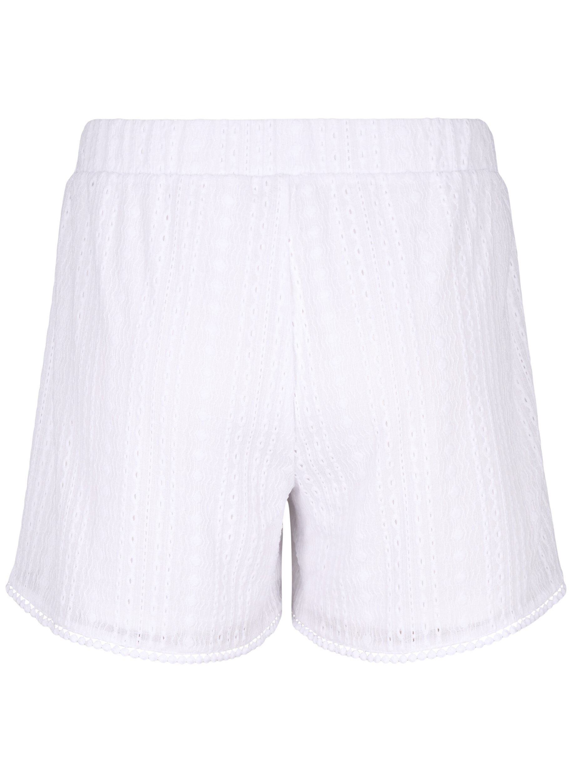 Zizzi Shorts &agrave; motif textur&eacute;, Bright White, Packshot image number 1