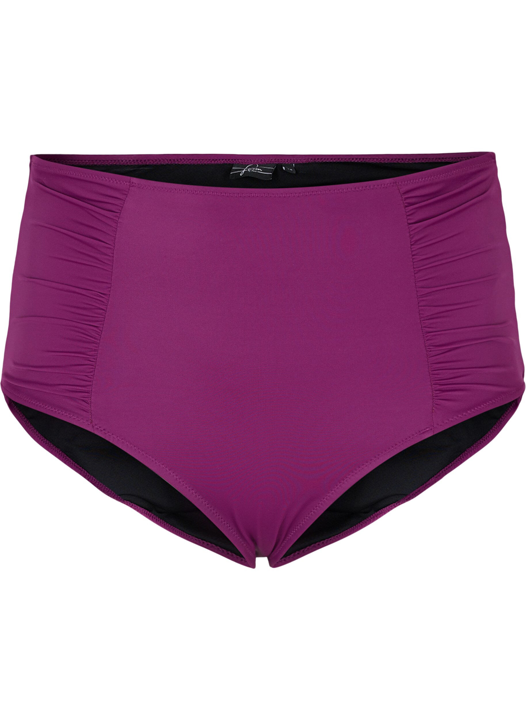 Zizzi Hochtailliertes Bikini-Unterteil mit R&uuml;schen, Dark Purple, Packshot image number 0
